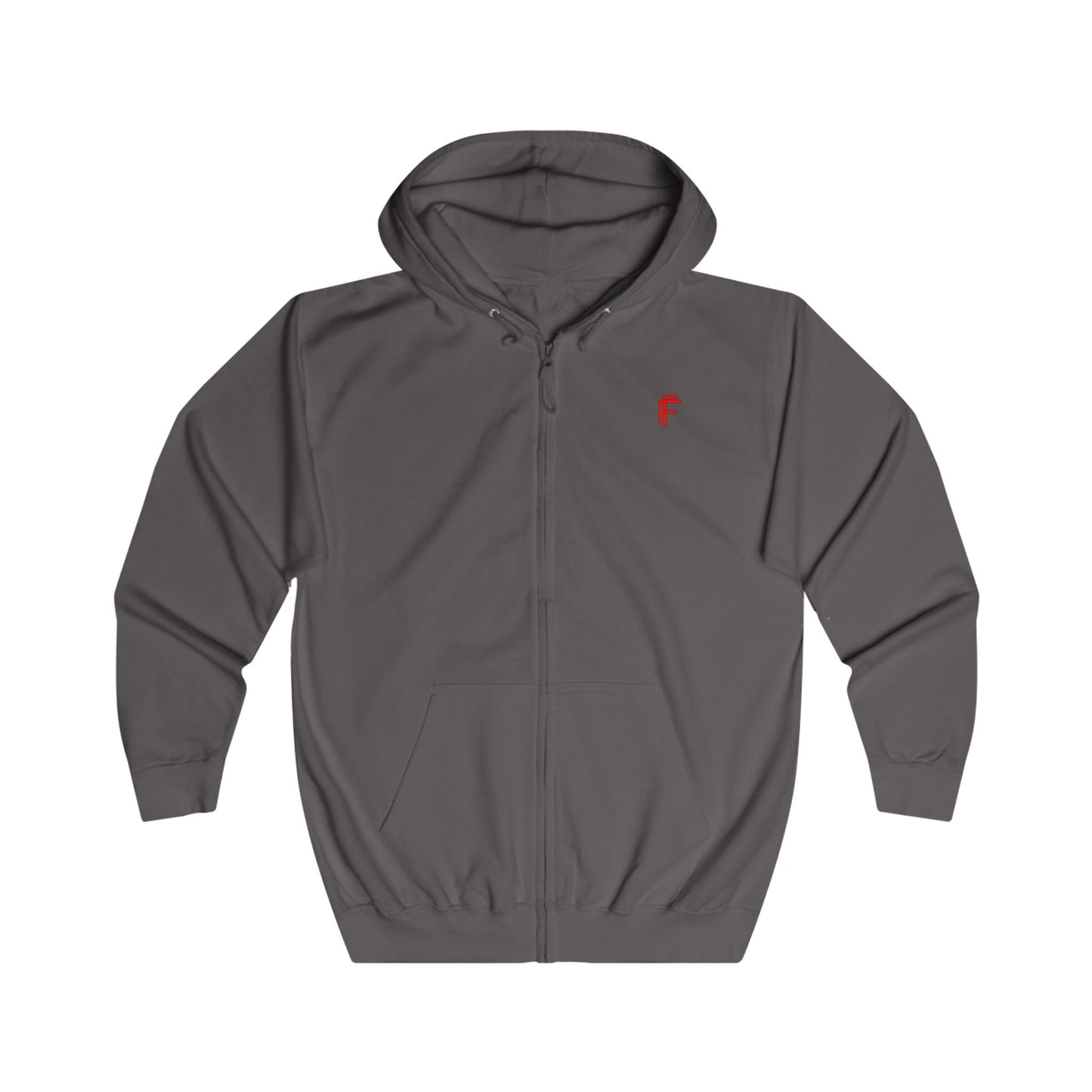 Frenzy Unisex Full Zip Hoodie with Red Logo - Cosy Casual Wear for Everyday Style. - Fitness Frenzy
