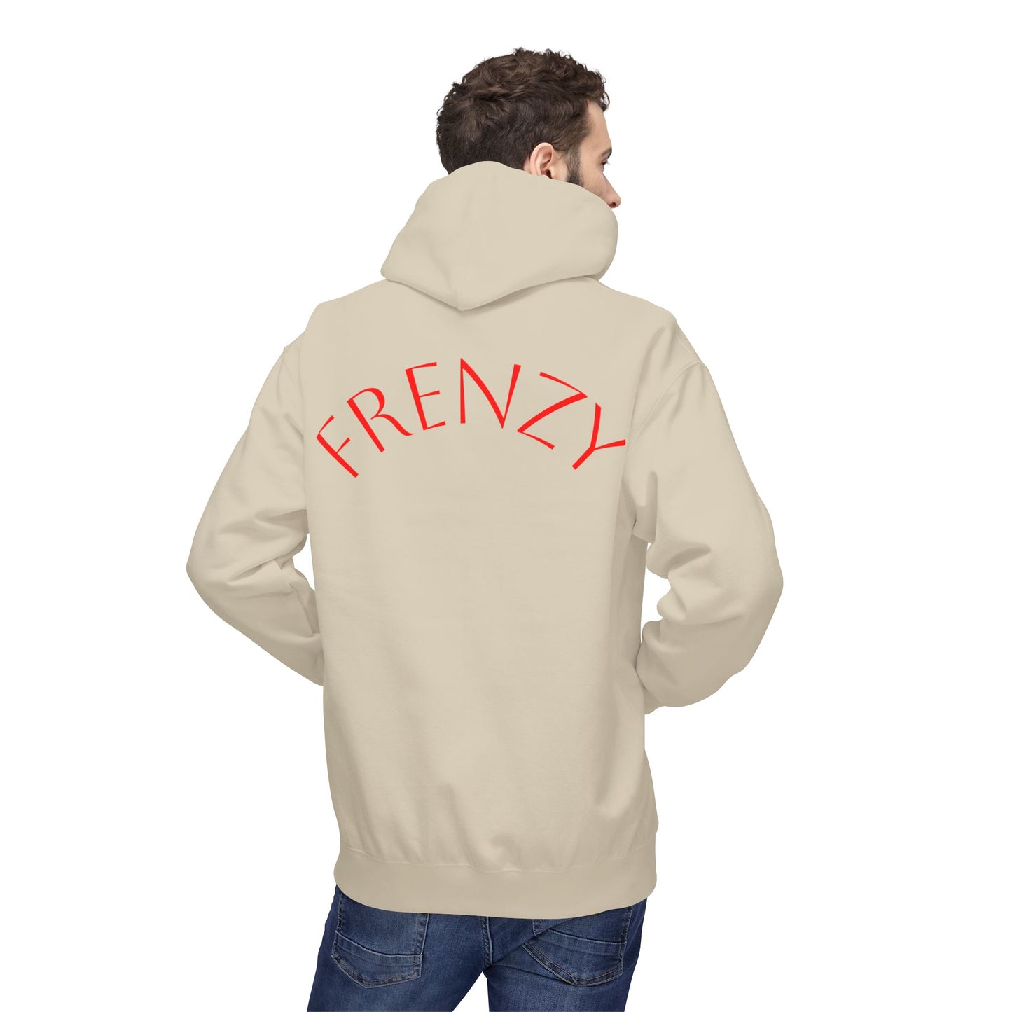 Fitness Frenzy Unisex Midweight Softstyle Hoodie with Red Logo - Trendy 'FRENZY' Design for Comfort and Style. - Fitness Frenzy