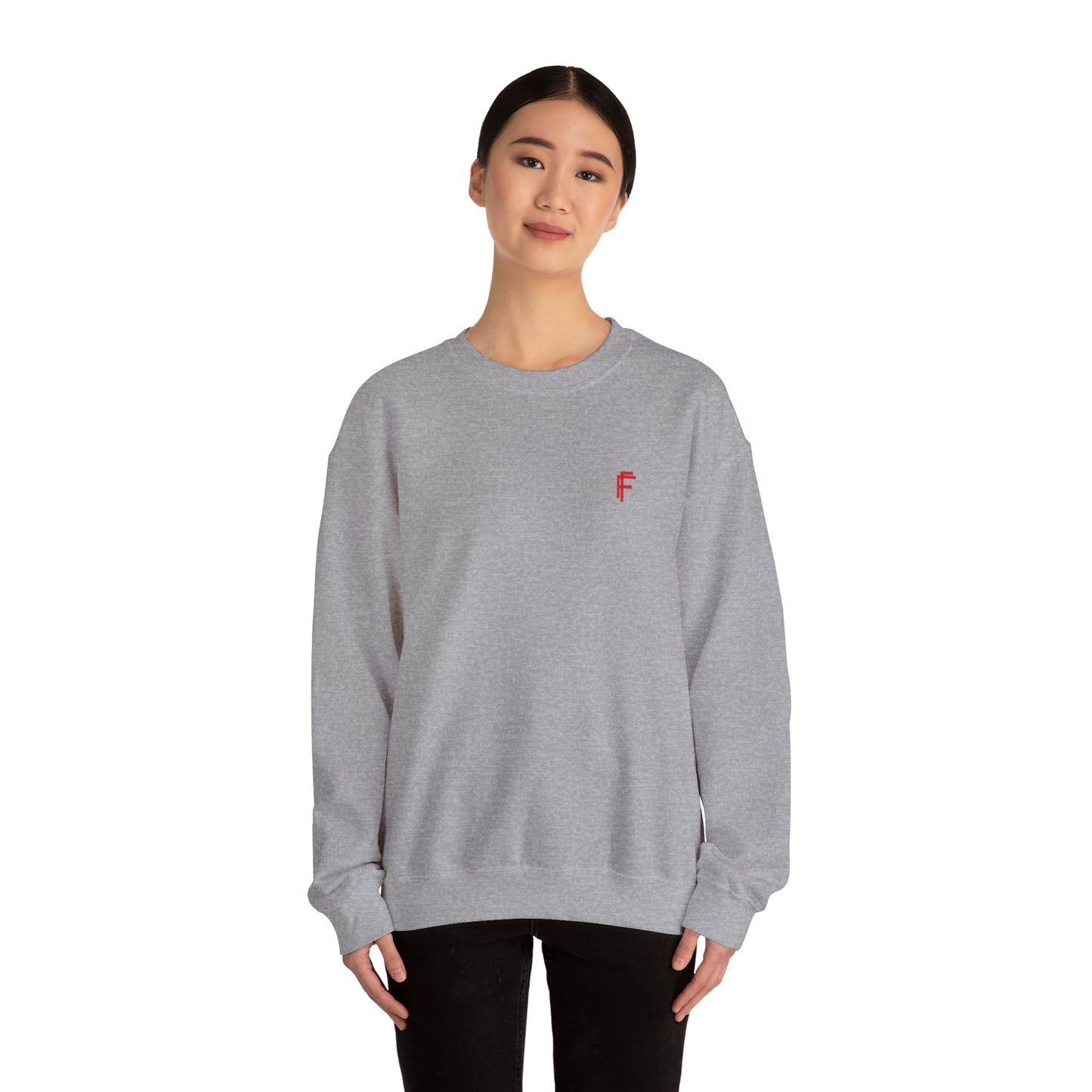 Frenzy - Unisex Heavy Blend™ Crewneck Sweatshirt with Red Logo - Cozy Modern Style. - Fitness Frenzy