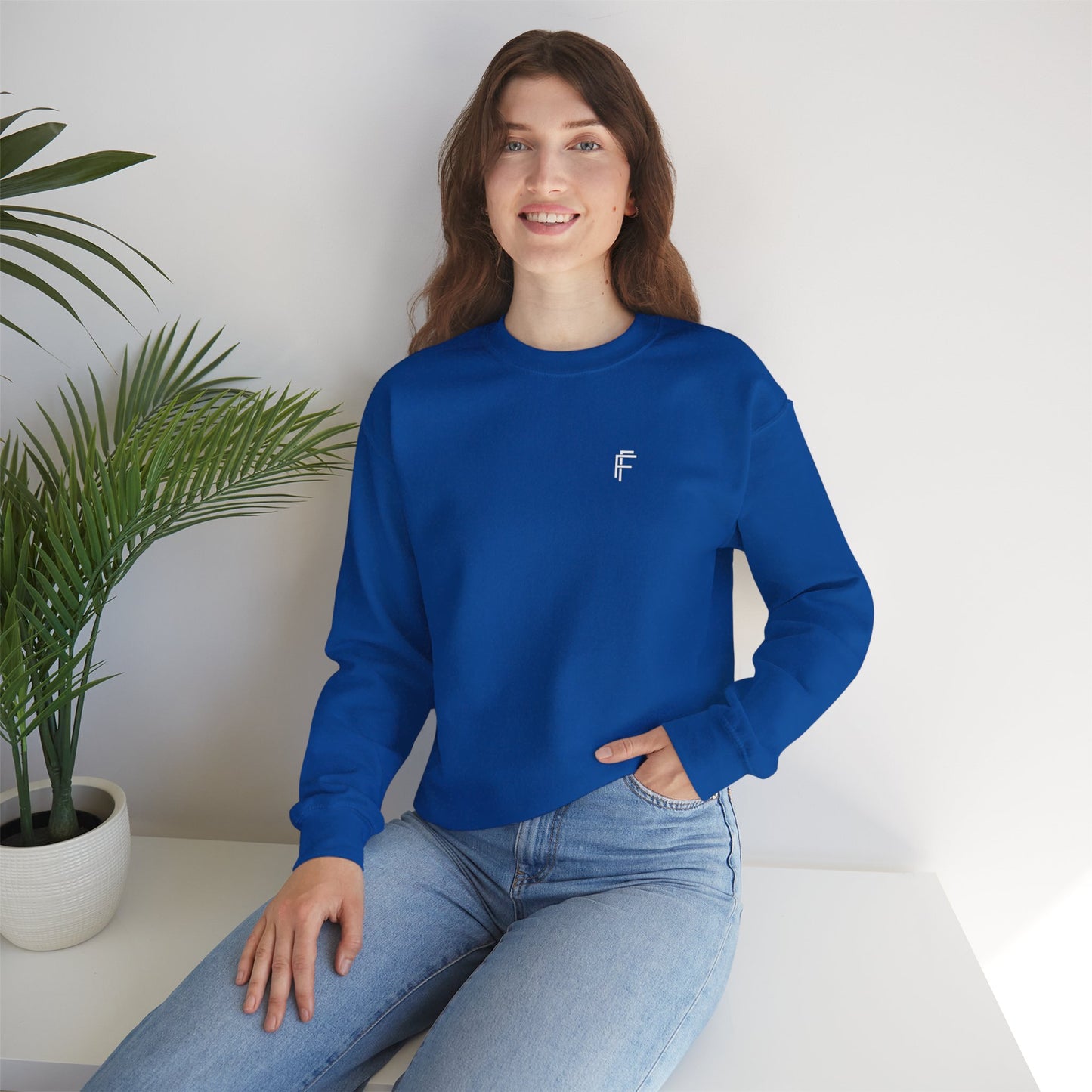 Frenzy Unisex Heavy Blend™ Crewneck Sweatshirt with White Logo. - Fitness Frenzy