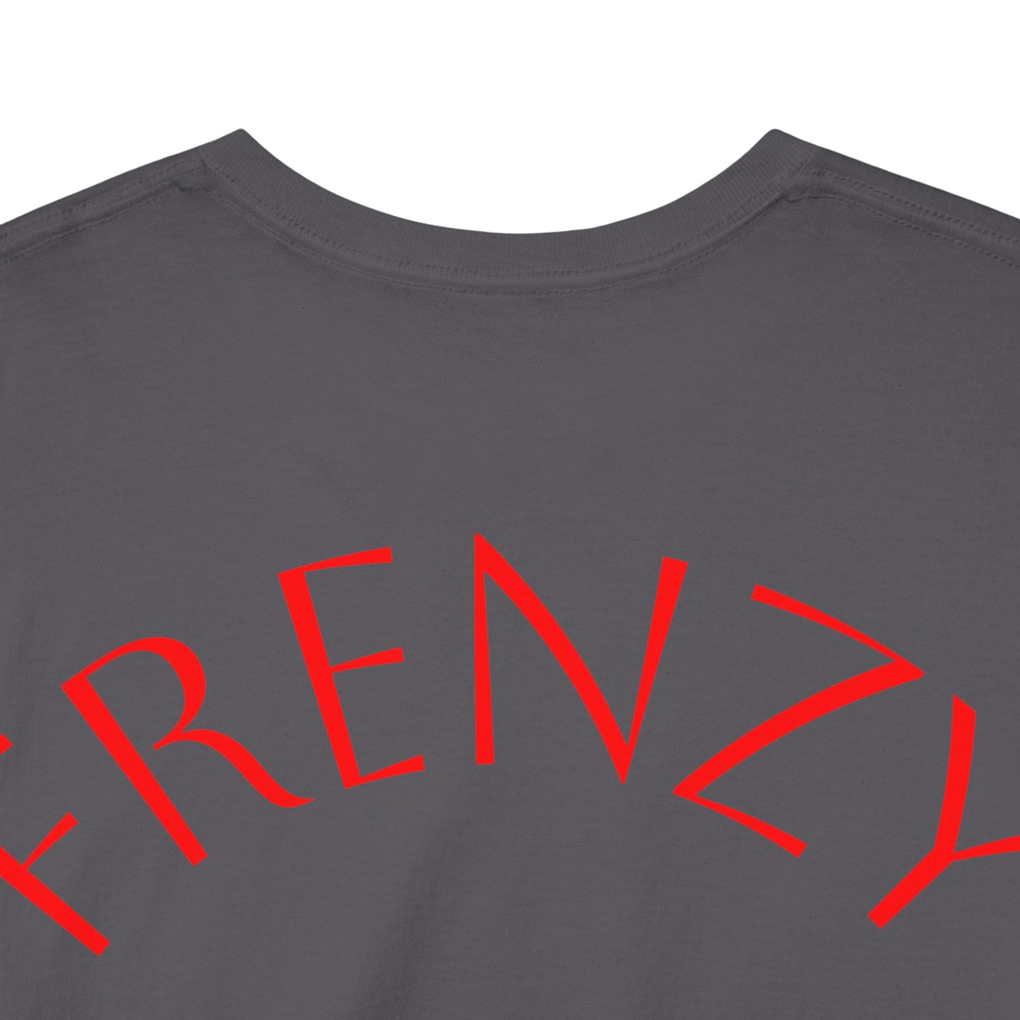 Frenzy Graphic Unisex Heavy Cotton Tee with Bold Red Design. - Fitness Frenzy