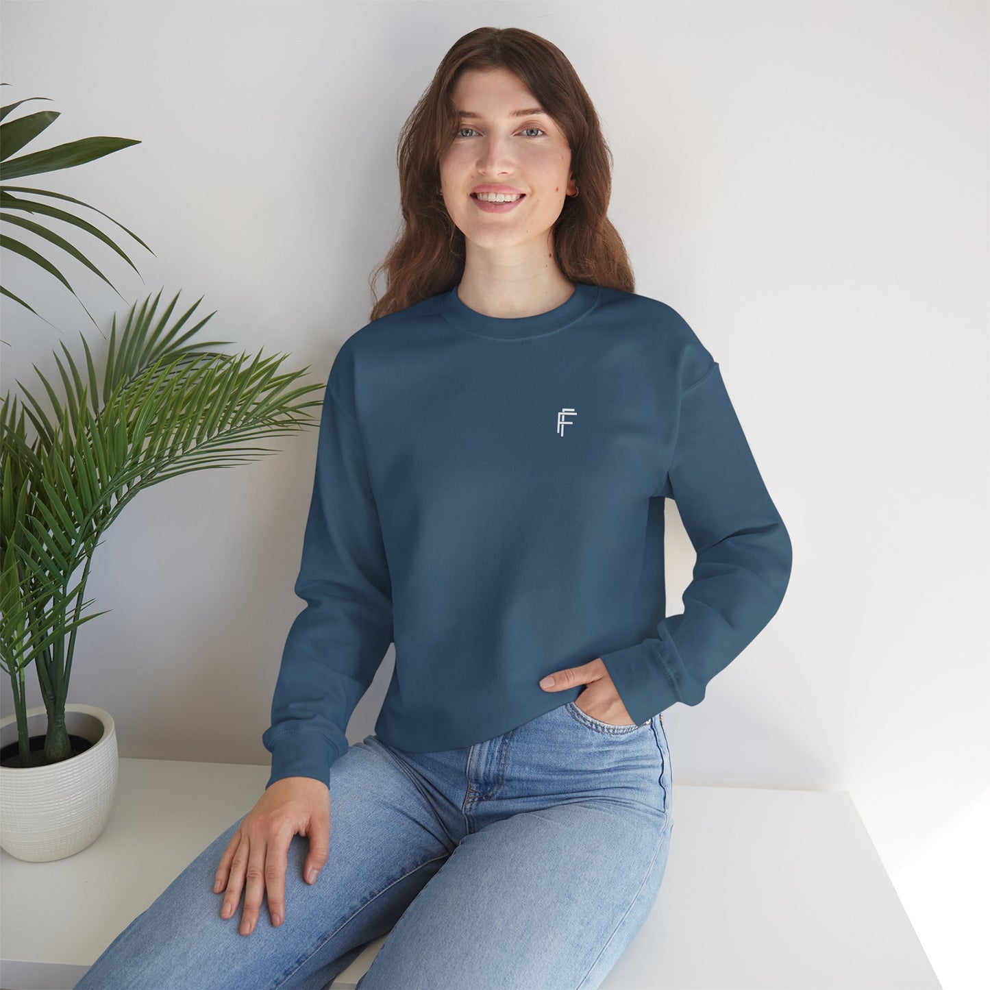 Frenzy Unisex Heavy Blend™ Crewneck Sweatshirt with White Logo. - Fitness Frenzy