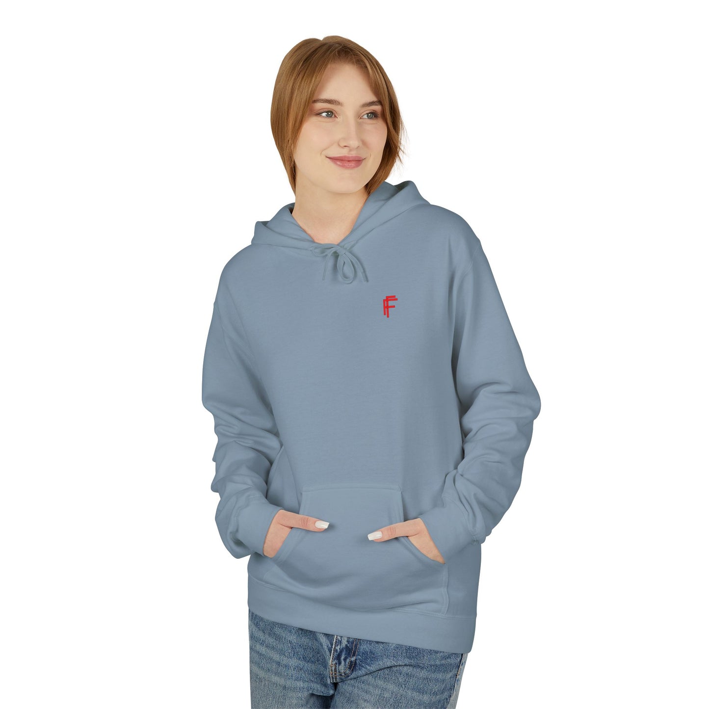 Fitness Frenzy Unisex Midweight Softstyle Hoodie with Red Logo - Trendy 'FRENZY' Design for Comfort and Style. - Fitness Frenzy