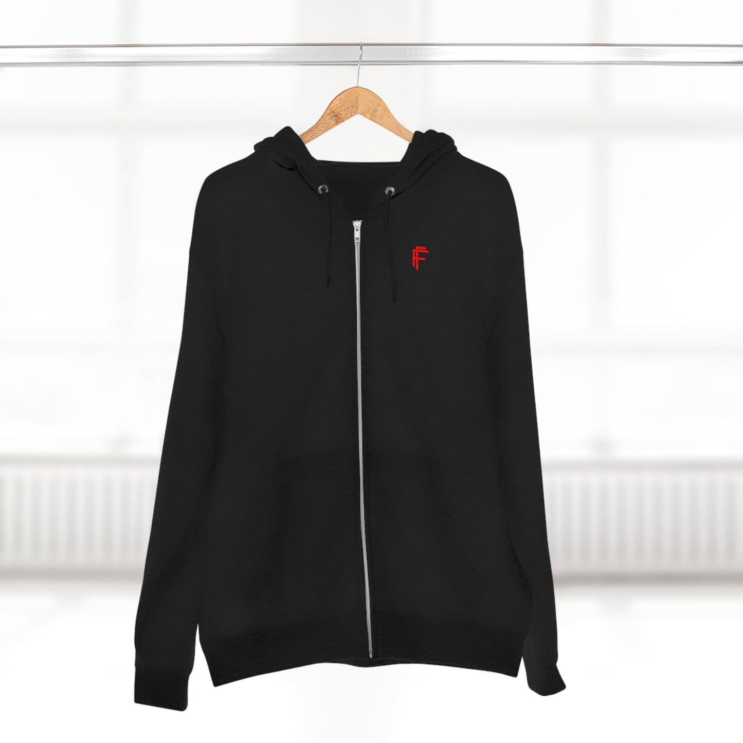 Frenzy - Unisex Zip Hoodie with Red Logo - Fresh Style Grey Zip-Up with Red Graphics. - Fitness Frenzy