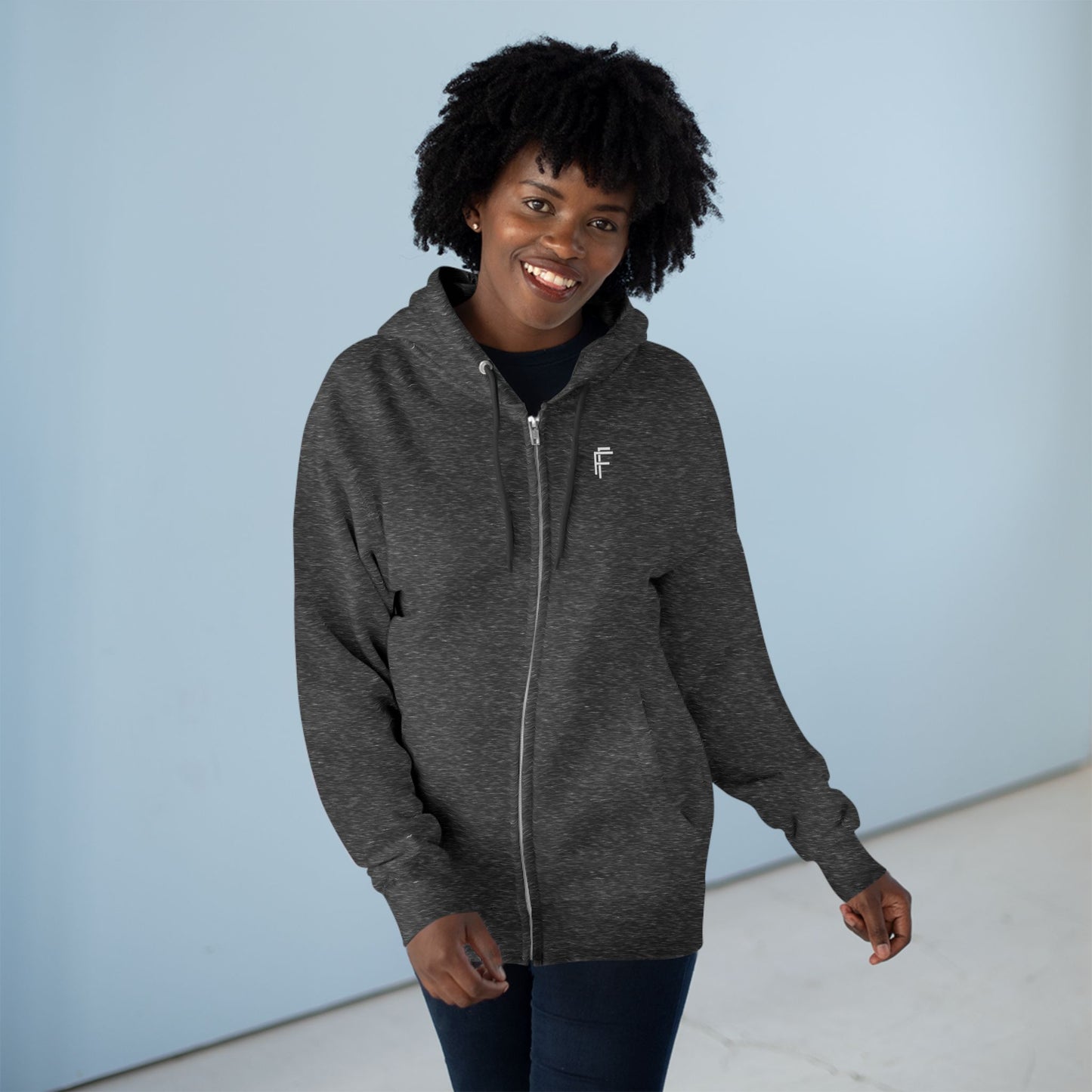 Frenzy - Stylish Unisex Zip Hoodie with White Logo. - Fitness Frenzy