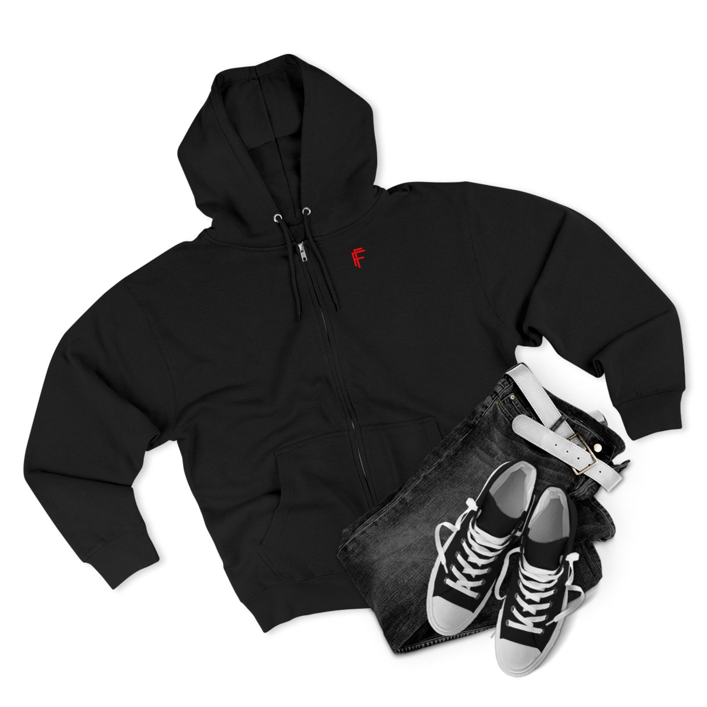 Frenzy - Unisex Zip Hoodie with Red Logo - Fresh Style Grey Zip-Up with Red Graphics. - Fitness Frenzy