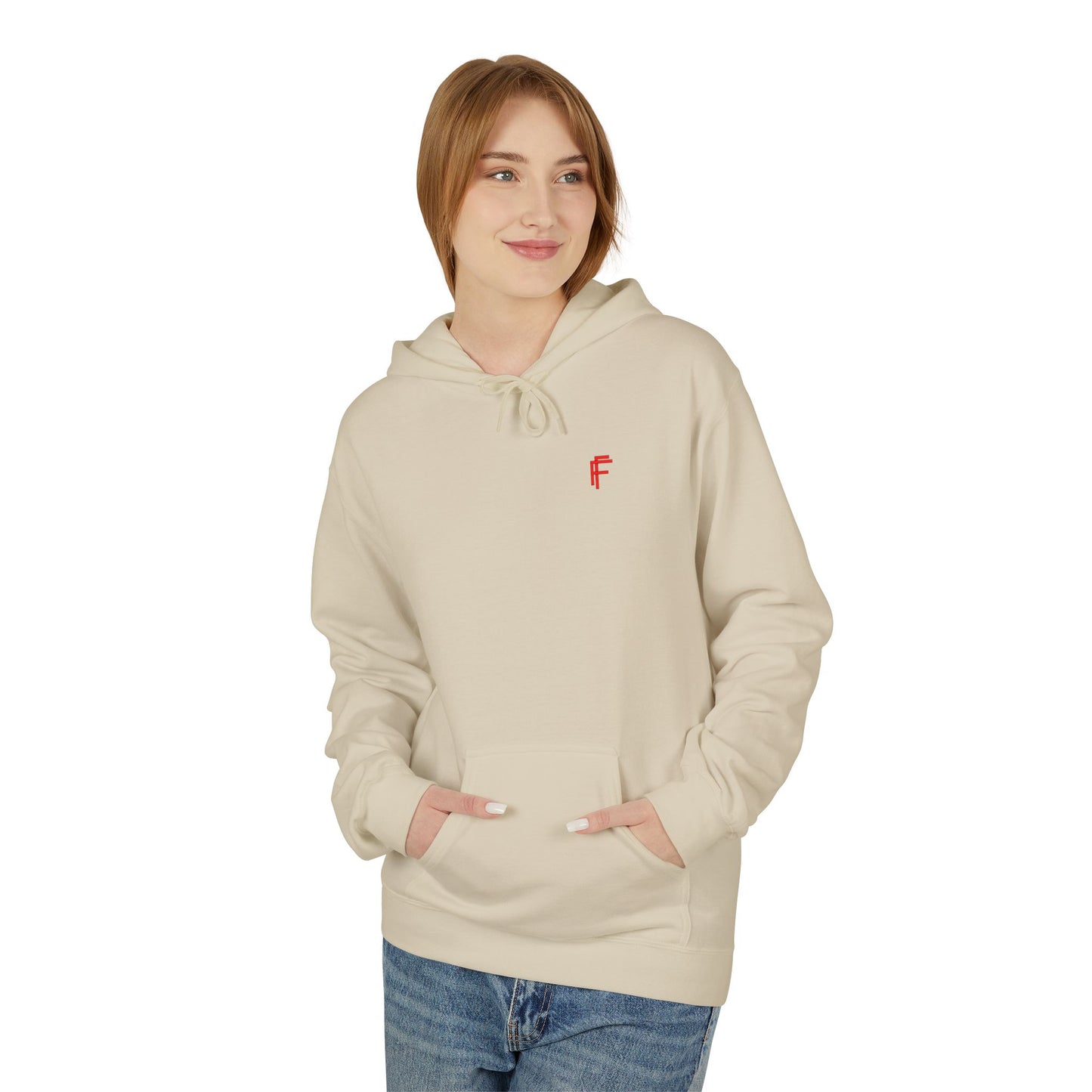 Fitness Frenzy Unisex Midweight Softstyle Hoodie with Red Logo - Trendy 'FRENZY' Design for Comfort and Style. - Fitness Frenzy