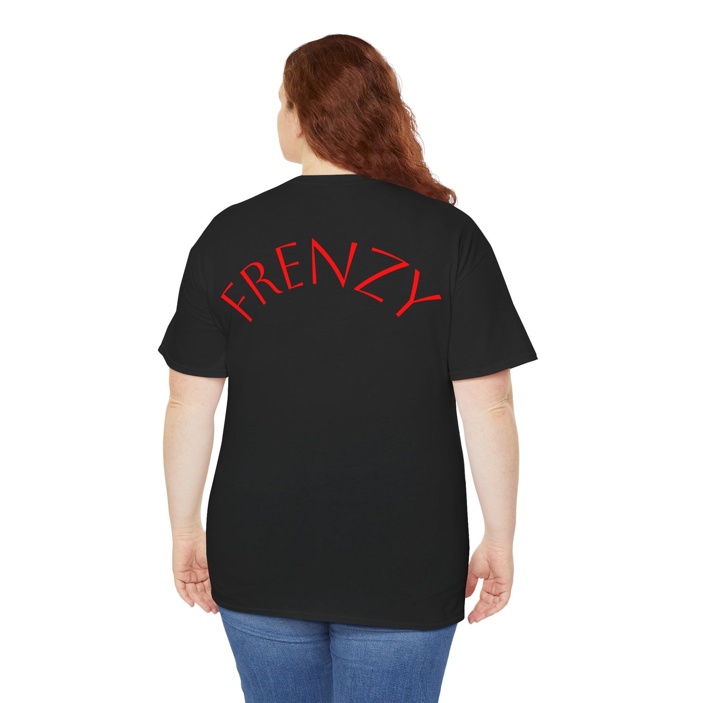 Frenzy Graphic Unisex Heavy Cotton Tee with Bold Red Design. - Fitness Frenzy