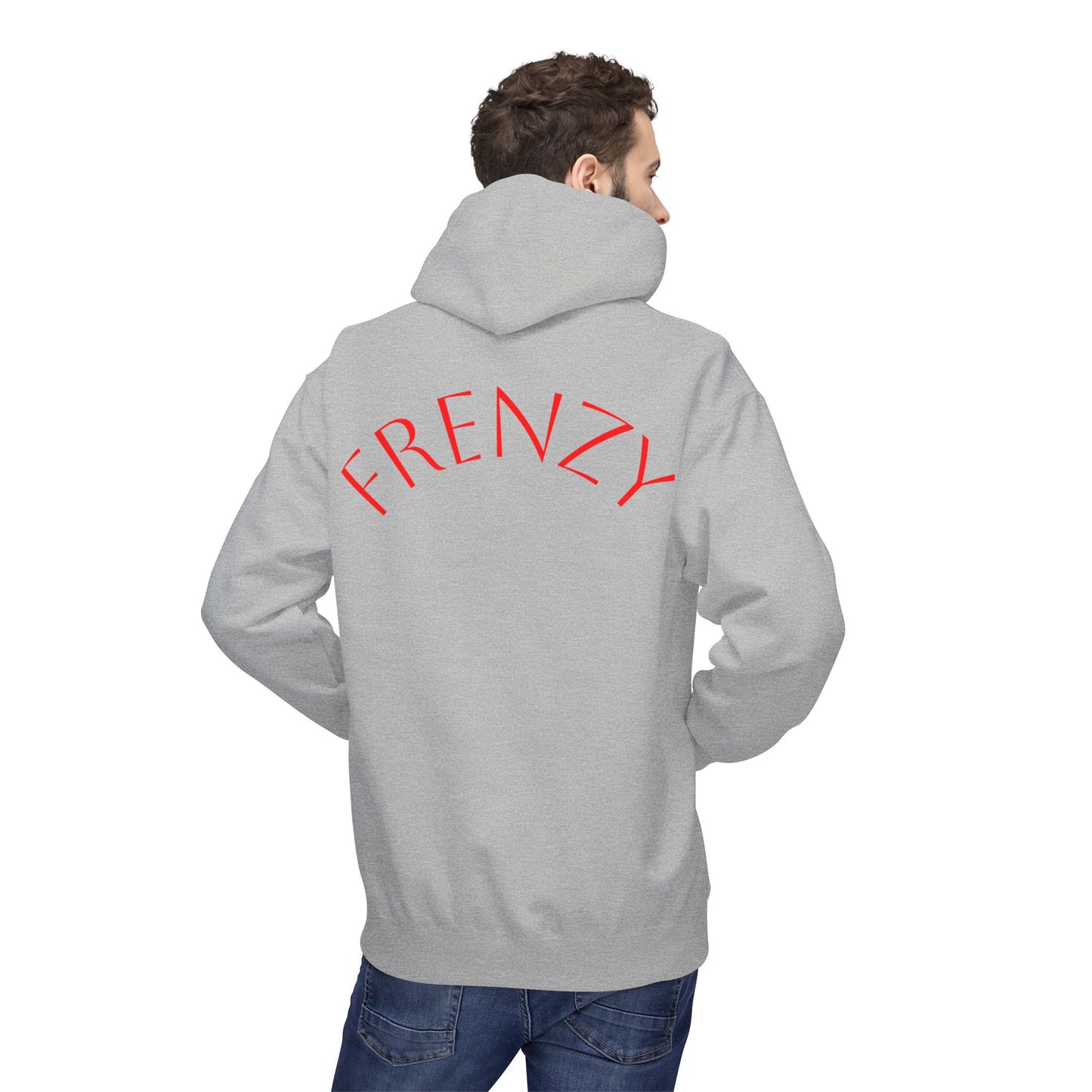 Fitness Frenzy Unisex Midweight Softstyle Hoodie with Red Logo - Trendy 'FRENZY' Design for Comfort and Style. - Fitness Frenzy