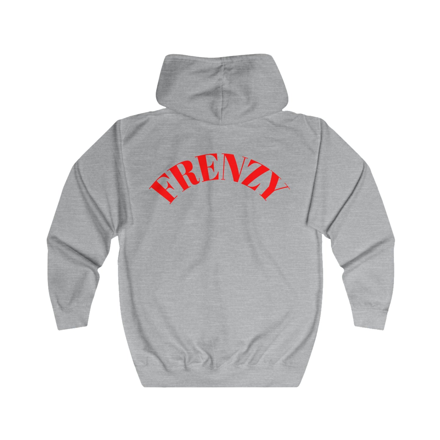 Frenzy Unisex Full Zip Hoodie with Red Logo - Cosy Casual Wear for Everyday Style. - Fitness Frenzy