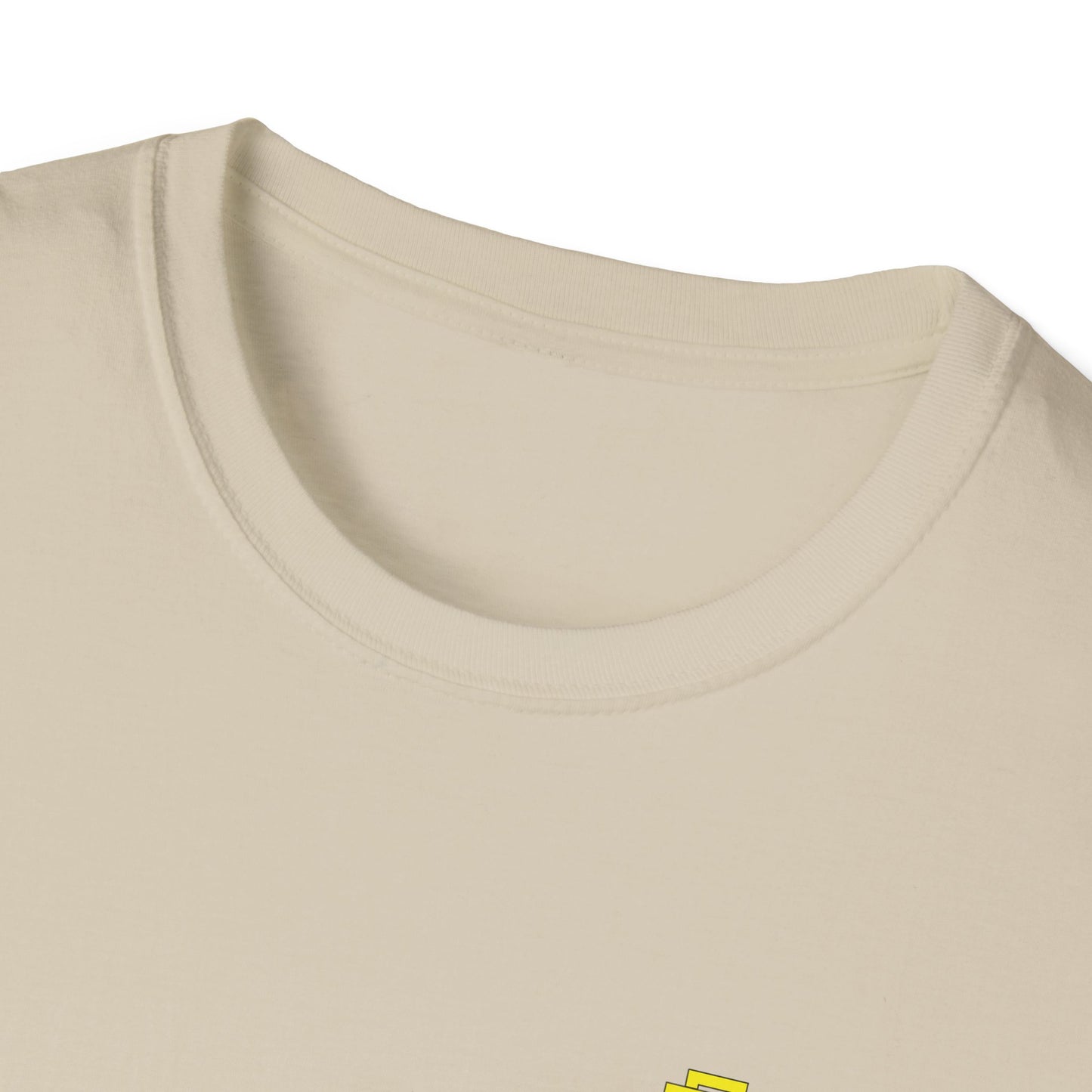 Minimalist Unisex Softstyle T-Shirt - Yellow Logo. - Fitness Frenzy