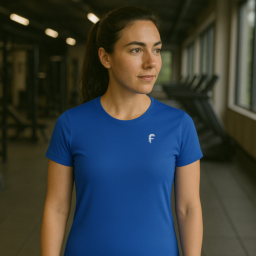 Frenzy Womens Just Cool Sports T‑Shirt with White Logo