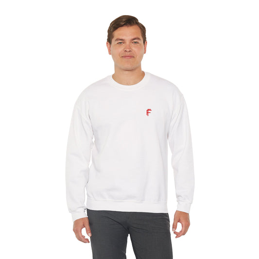 Frenzy - Unisex Heavy Blend™ Crewneck Sweatshirt with Red Logo - Cozy Modern Style. - Fitness Frenzy