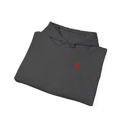 Frenzy Unisex Heavy Blend™ Hooded Sweatshirt with Red logo - Trendy & Cozy. - Fitness Frenzy