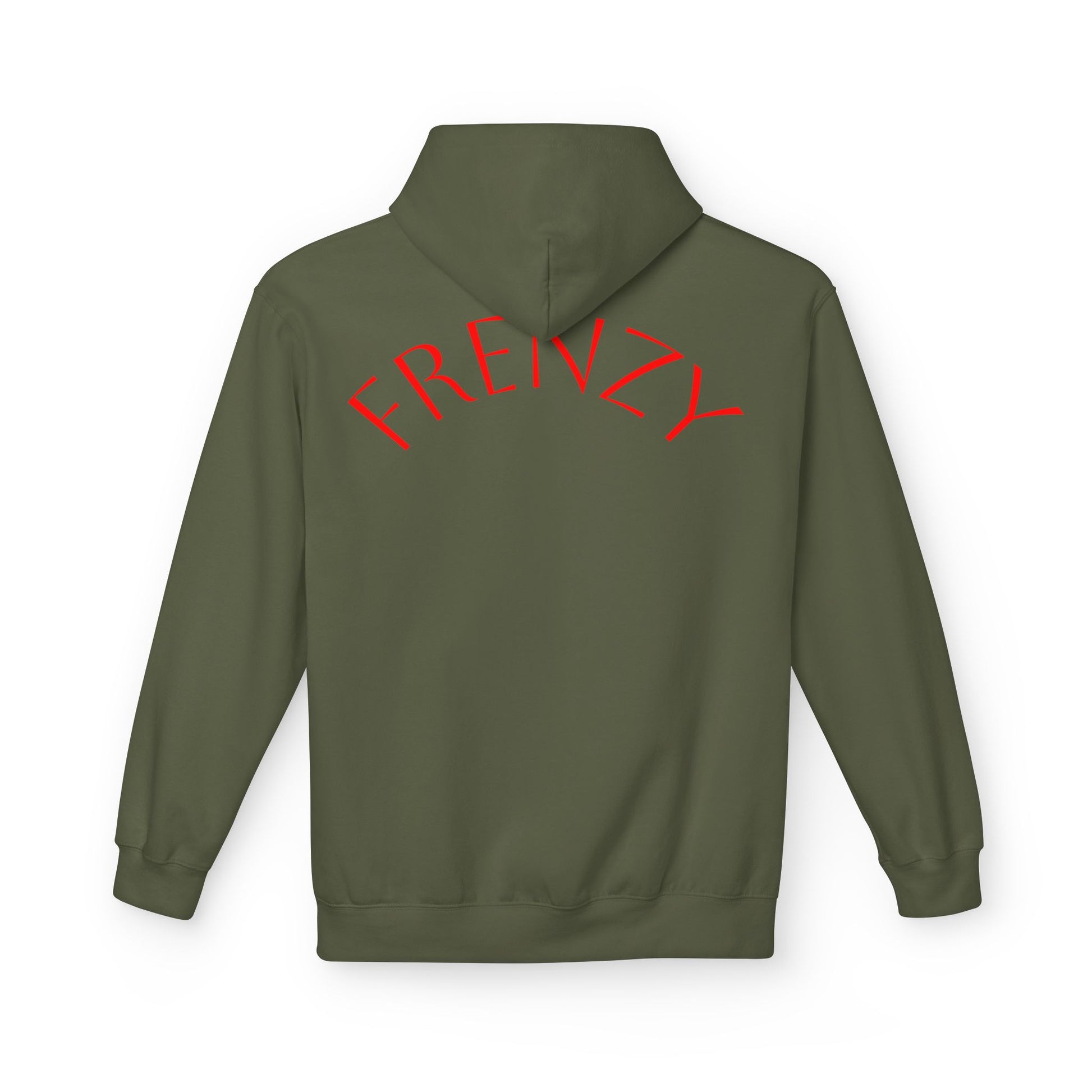 Fitness Frenzy Unisex Midweight Softstyle Hoodie with Red Logo - Trendy 'FRENZY' Design for Comfort and Style. - Fitness Frenzy