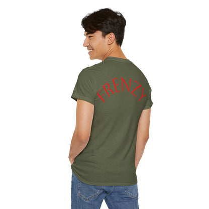Frenzy Graphic Unisex Heavy Cotton Tee with Bold Red Design. - Fitness Frenzy