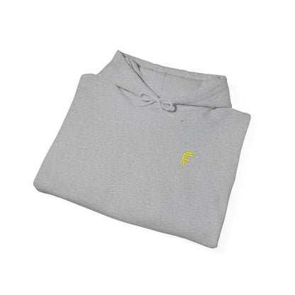 Frenzy Unisex Heavy Blend™ Hoodie with Yellow Logo. - Fitness Frenzy