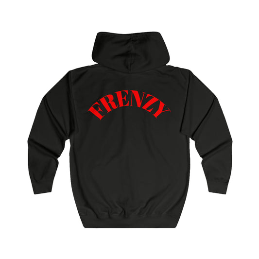 Frenzy Unisex Full Zip Hoodie with Red Logo - Cosy Casual Wear for Everyday Style. - Fitness Frenzy