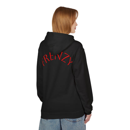 Fitness Frenzy Unisex Midweight Softstyle Hoodie with Red Logo - Trendy 'FRENZY' Design for Comfort and Style. - Fitness Frenzy