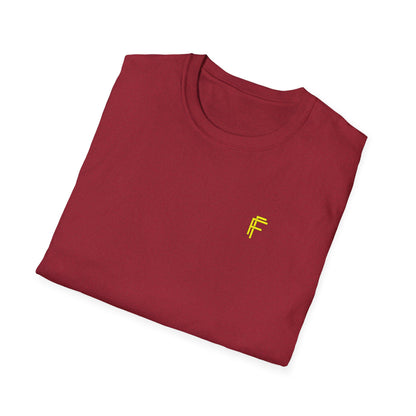 Minimalist Unisex Softstyle T-Shirt - Yellow Logo. - Fitness Frenzy