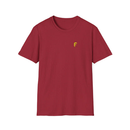Minimalist Unisex Softstyle T-Shirt - Yellow Logo. - Fitness Frenzy