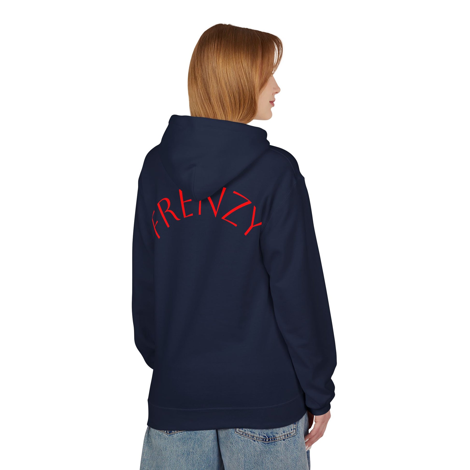 Fitness Frenzy Unisex Midweight Softstyle Hoodie with Red Logo - Trendy 'FRENZY' Design for Comfort and Style. - Fitness Frenzy