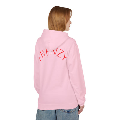 Fitness Frenzy Unisex Midweight Softstyle Hoodie with Red Logo - Trendy 'FRENZY' Design for Comfort and Style. - Fitness Frenzy