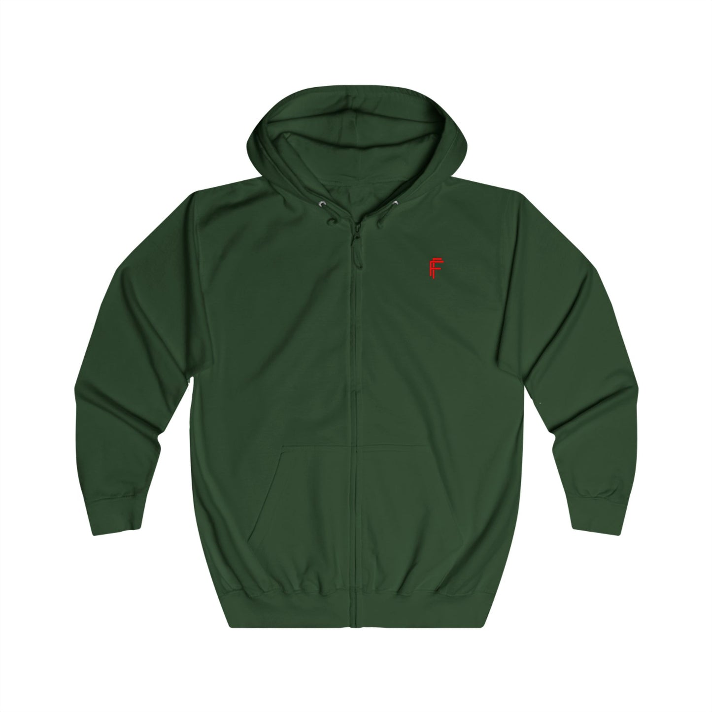 Frenzy Unisex Full Zip Hoodie with Red Logo - Cosy Casual Wear for Everyday Style. - Fitness Frenzy
