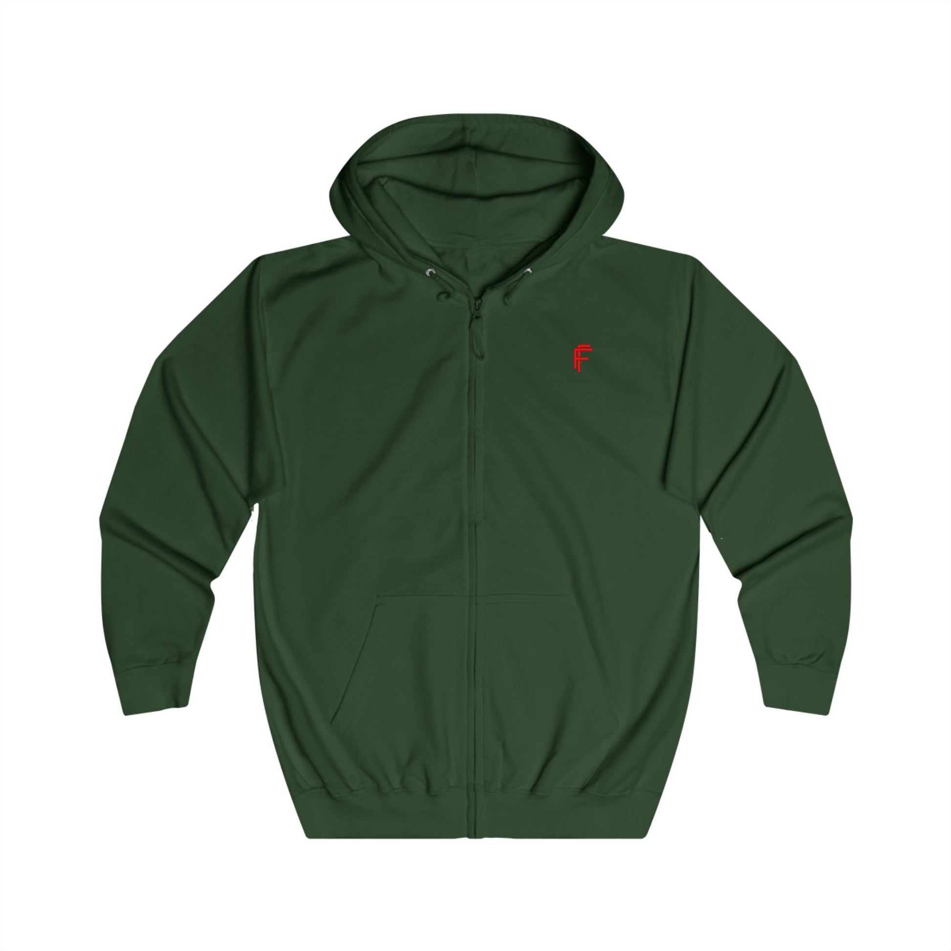 Frenzy Unisex Full Zip Hoodie with Red Logo - Cosy Casual Wear for Everyday Style. - Fitness Frenzy