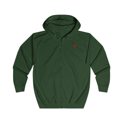 Frenzy Unisex Full Zip Hoodie with Red Logo - Cosy Casual Wear for Everyday Style. - Fitness Frenzy