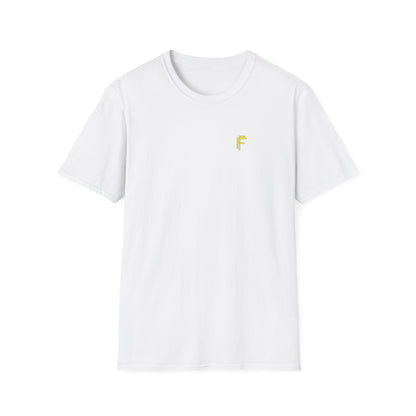 Minimalist Unisex Softstyle T-Shirt - Yellow Logo. - Fitness Frenzy