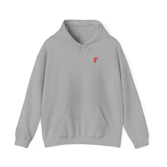Frenzy Graphic Hoodie with Red Accent - Cosy Unisex Heavy Blend Apparel. - Fitness Frenzy