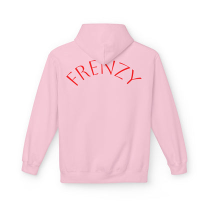 Fitness Frenzy Unisex Midweight Softstyle Hoodie with Red Logo - Trendy 'FRENZY' Design for Comfort and Style. - Fitness Frenzy