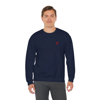Frenzy - Unisex Heavy Blend™ Crewneck Sweatshirt with Red Logo - Cozy Modern Style. - Fitness Frenzy