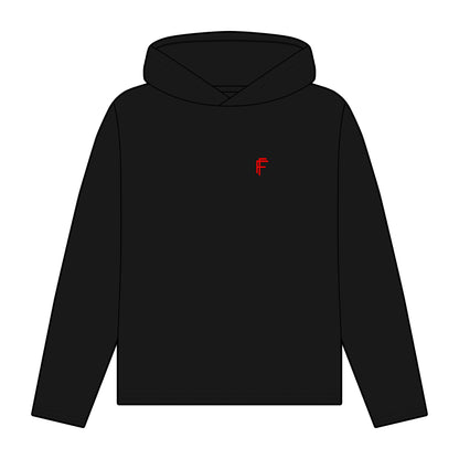 Frenzy - Women's Organic Relaxed Fit Hoodie with Red Logo. - Fitness Frenzy