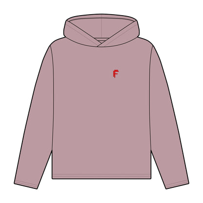 Frenzy - Women's Organic Relaxed Fit Hoodie with Red Logo. - Fitness Frenzy