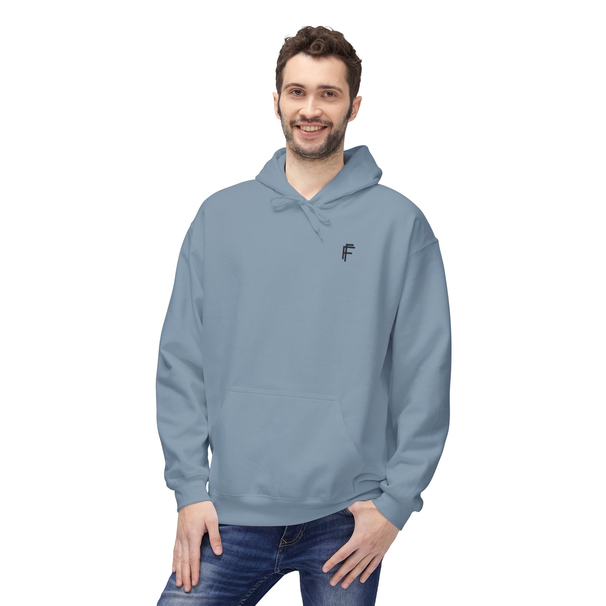 Fitness Frenzy Unisex Fleece Hoodie with Black Logo - Softstyle Comfort for Everyone. - Fitness Frenzy