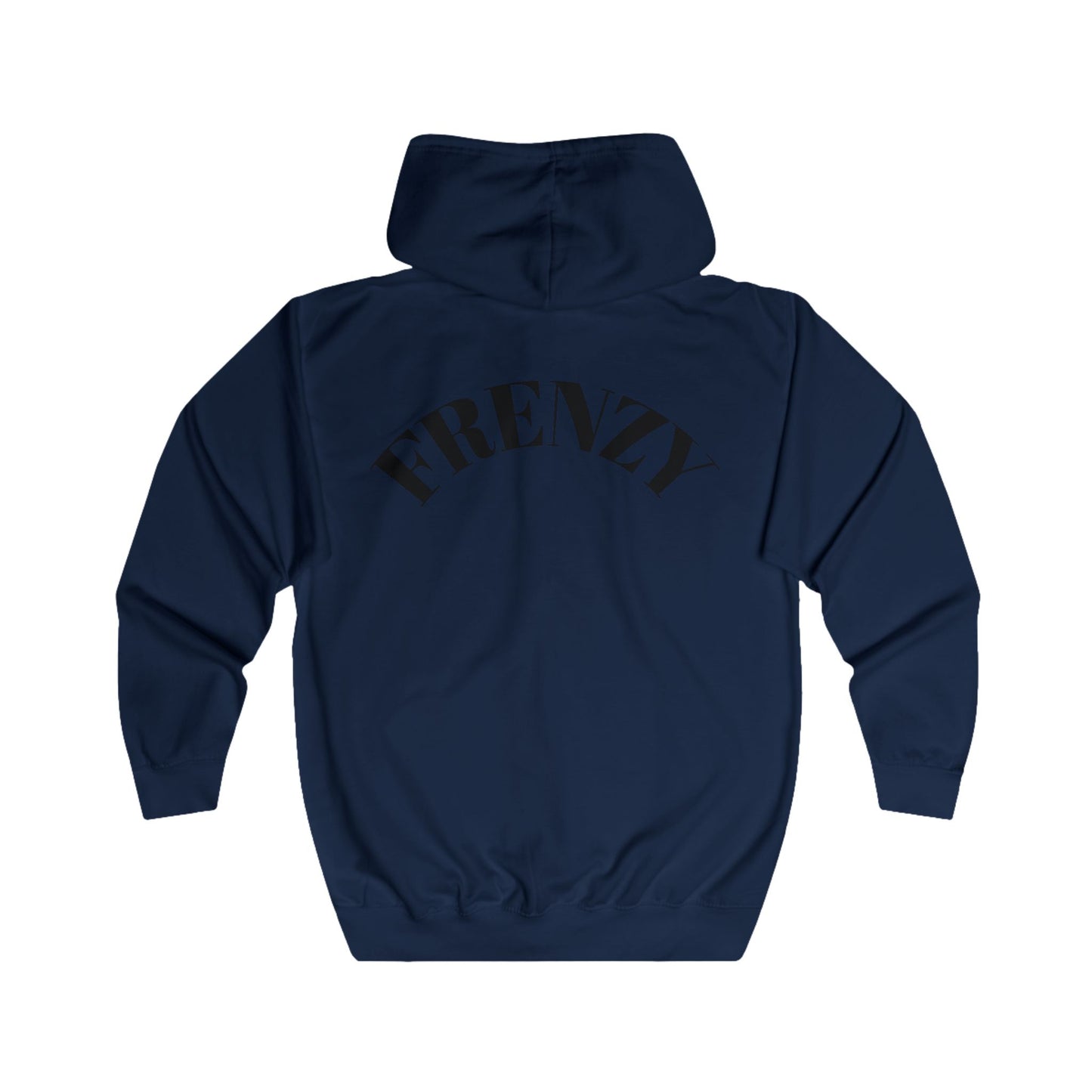 FRENZY Unisex Full Zip Hoodie with Black Logo - Cozy & Stylish Everyday Wear. - Fitness Frenzy