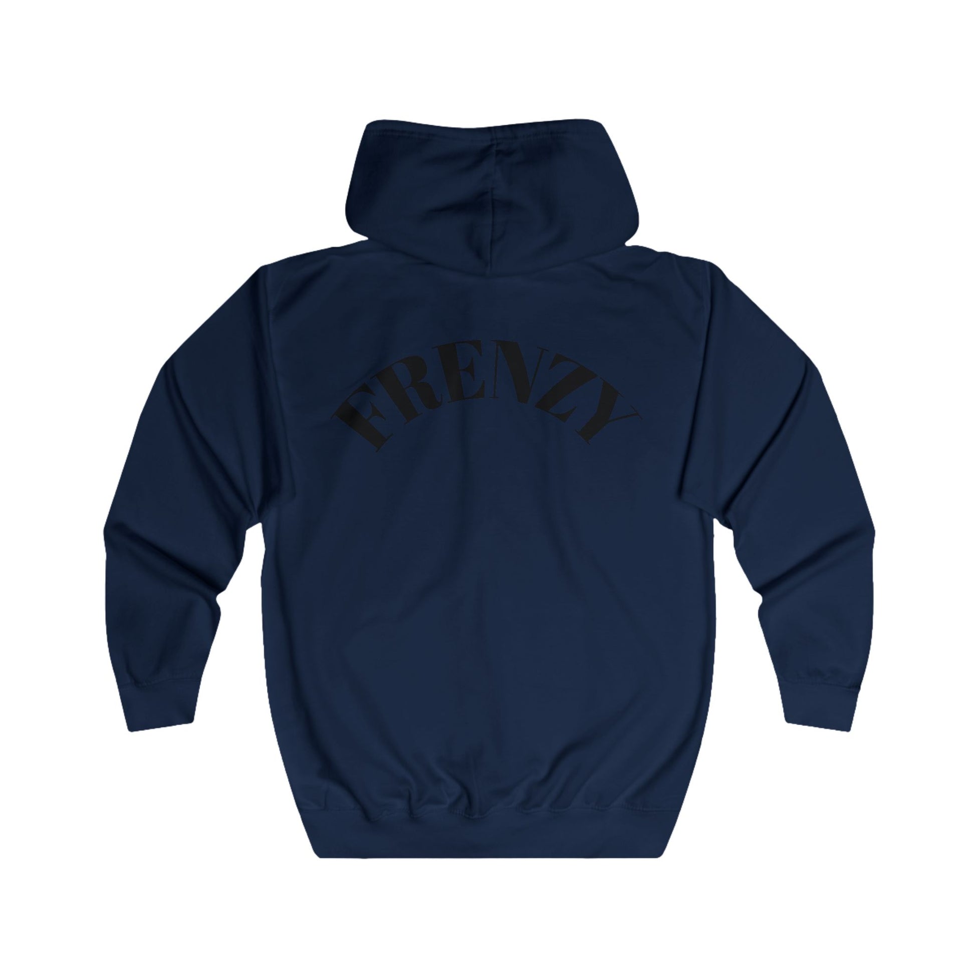 FRENZY Unisex Full Zip Hoodie with Black Logo - Cozy & Stylish Everyday Wear. - Fitness Frenzy