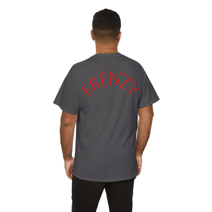 Frenzy Graphic Unisex Heavy Cotton Tee with Bold Red Design. - Fitness Frenzy