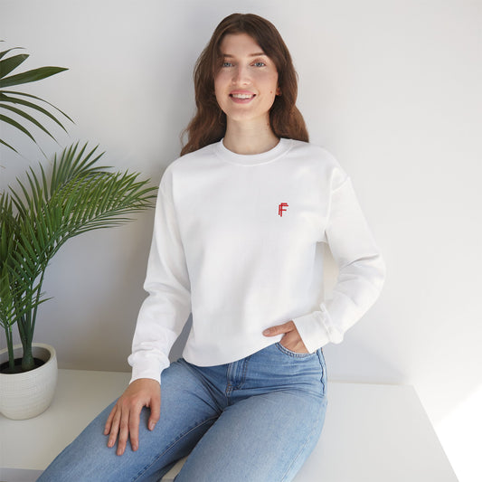 Frenzy - Unisex Heavy Blend™ Crewneck Sweatshirt with Red Logo - Cozy Modern Style. - Fitness Frenzy