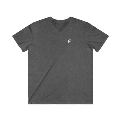 Casual Men's Fitted V-Neck Tee - White Logo. - Fitness Frenzy