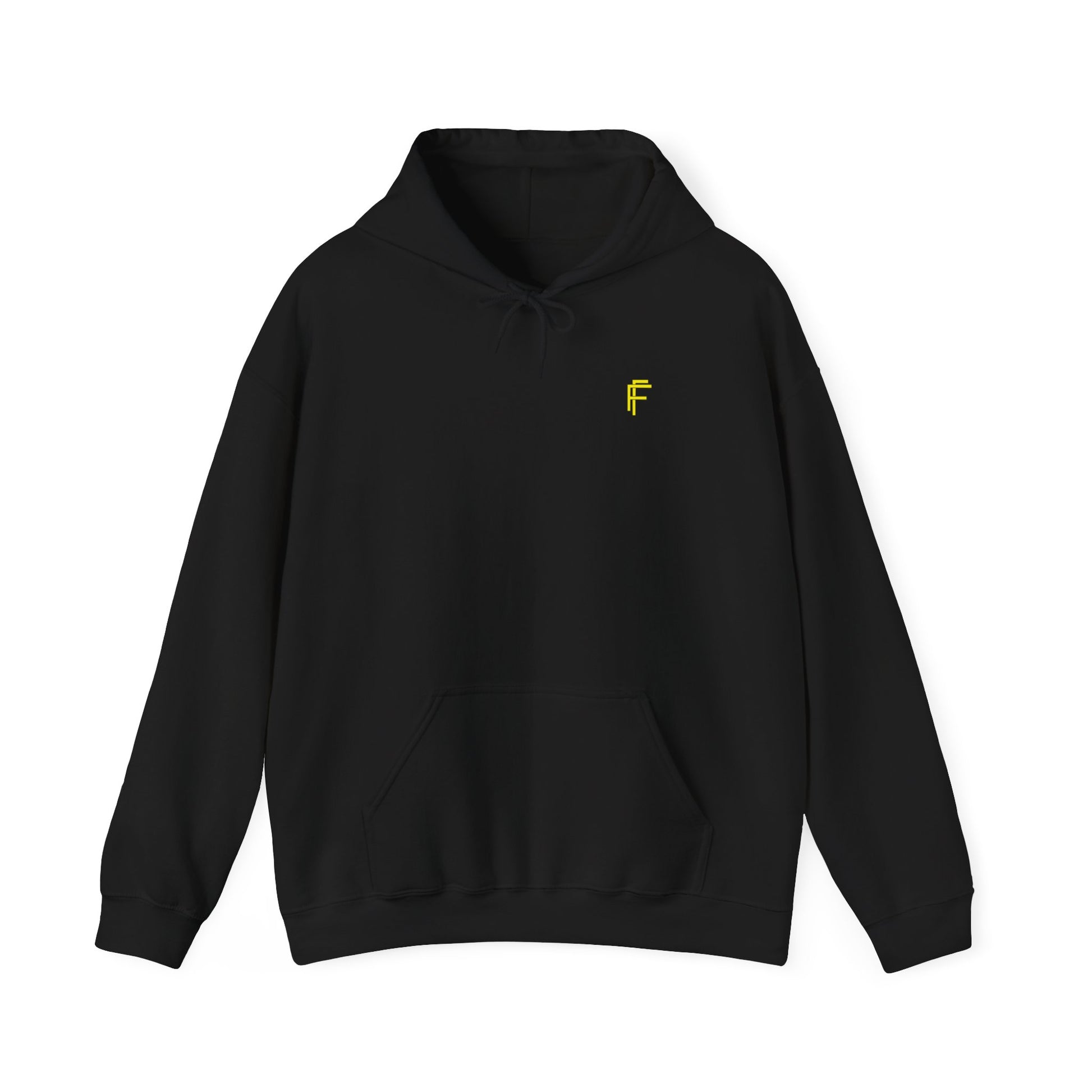 Frenzy Unisex Heavy Blend™ Hoodie with Yellow Logo. - Fitness Frenzy