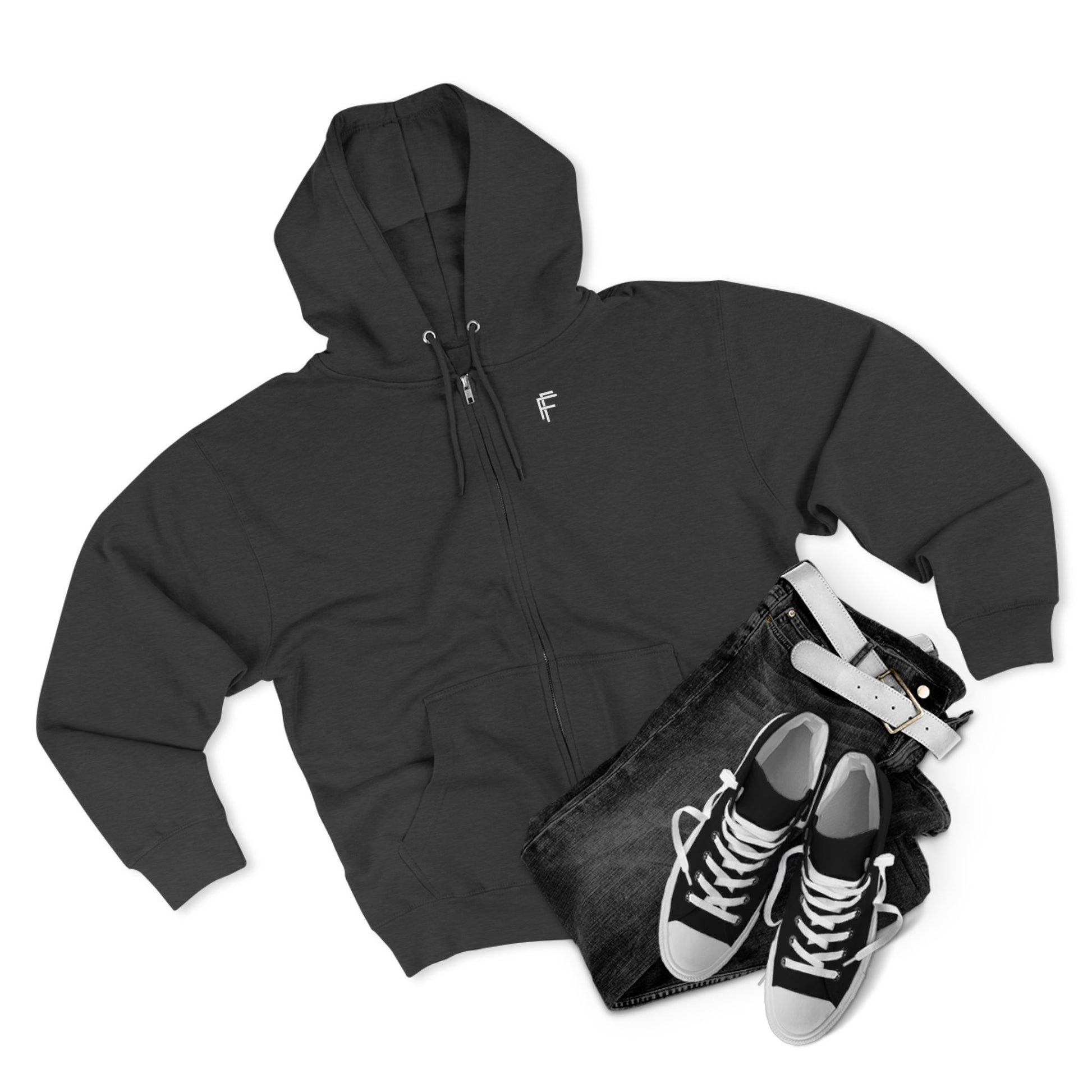 Frenzy - Stylish Unisex Zip Hoodie with White Logo. - Fitness Frenzy