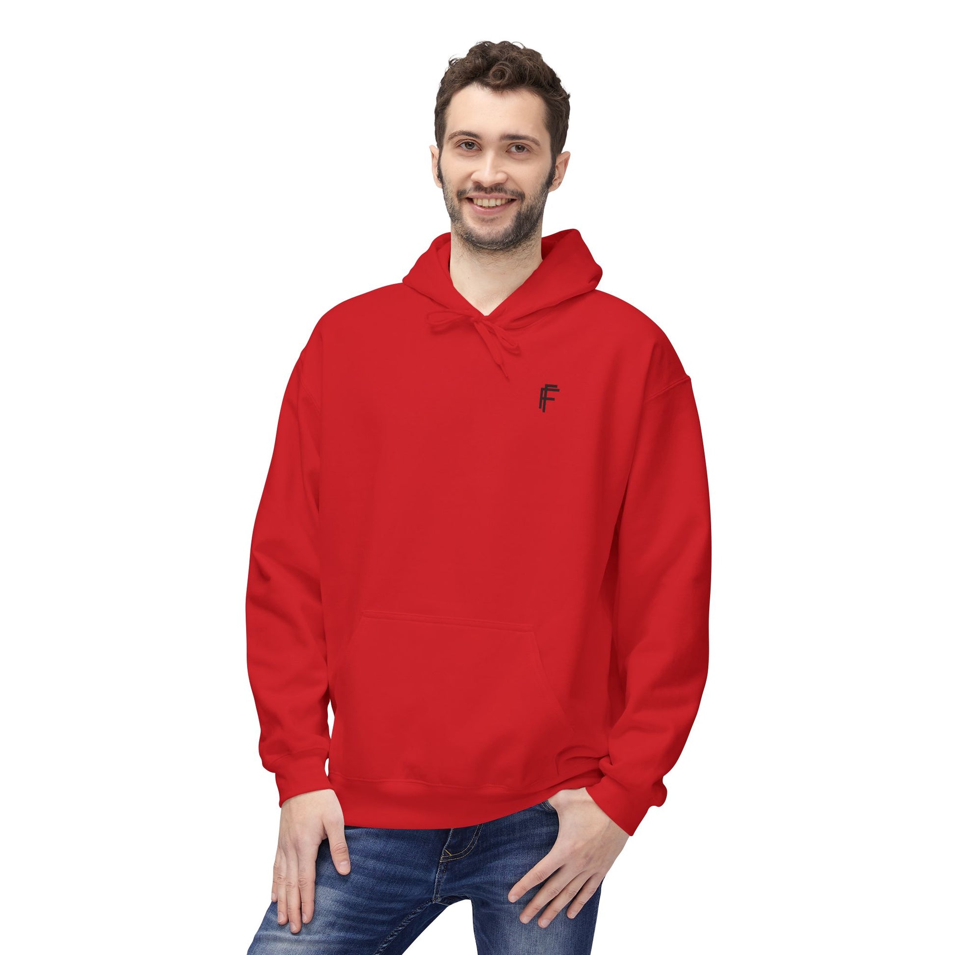 Fitness Frenzy Unisex Fleece Hoodie with Black Logo - Softstyle Comfort for Everyone. - Fitness Frenzy