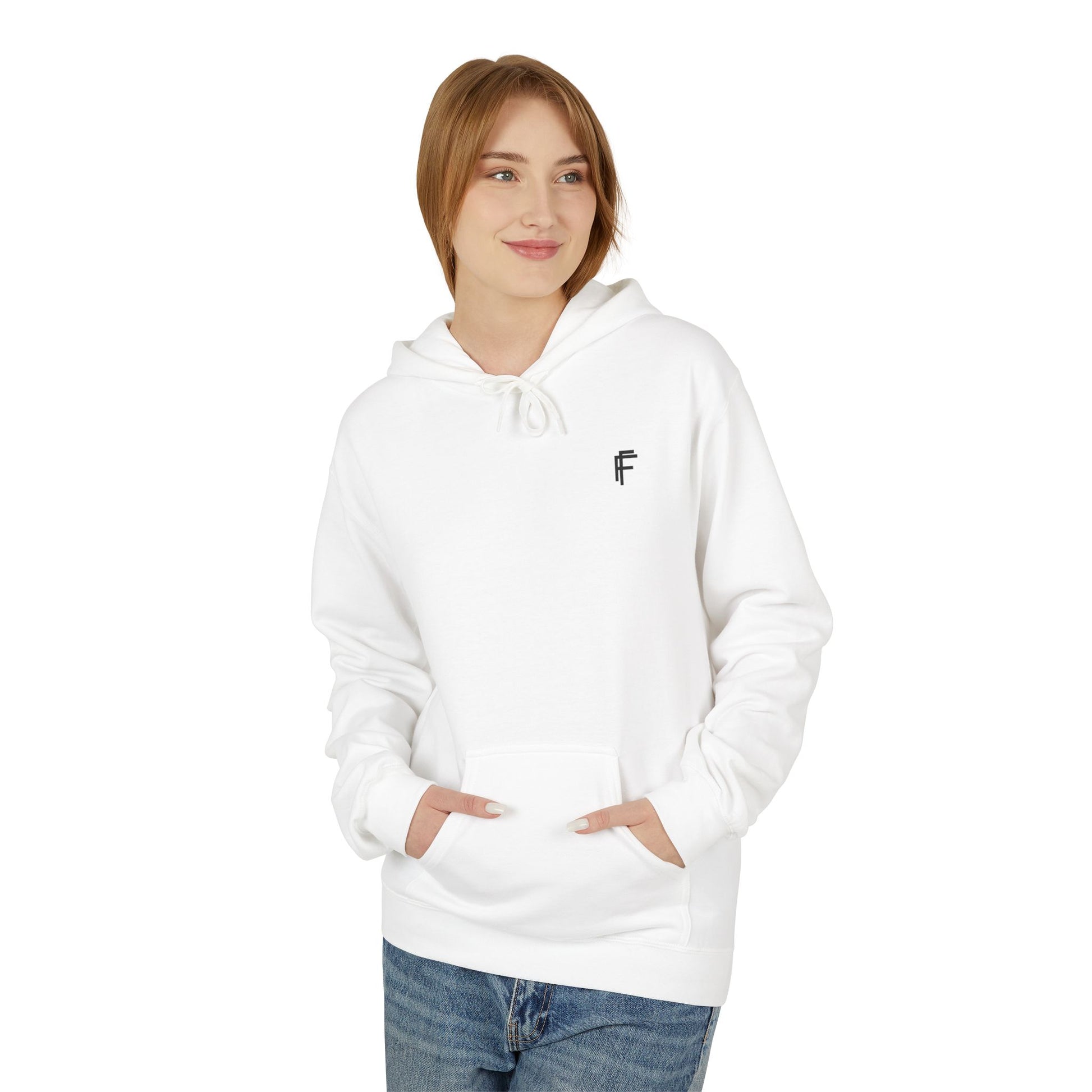 Fitness Frenzy Unisex Fleece Hoodie with Black Logo - Softstyle Comfort for Everyone. - Fitness Frenzy