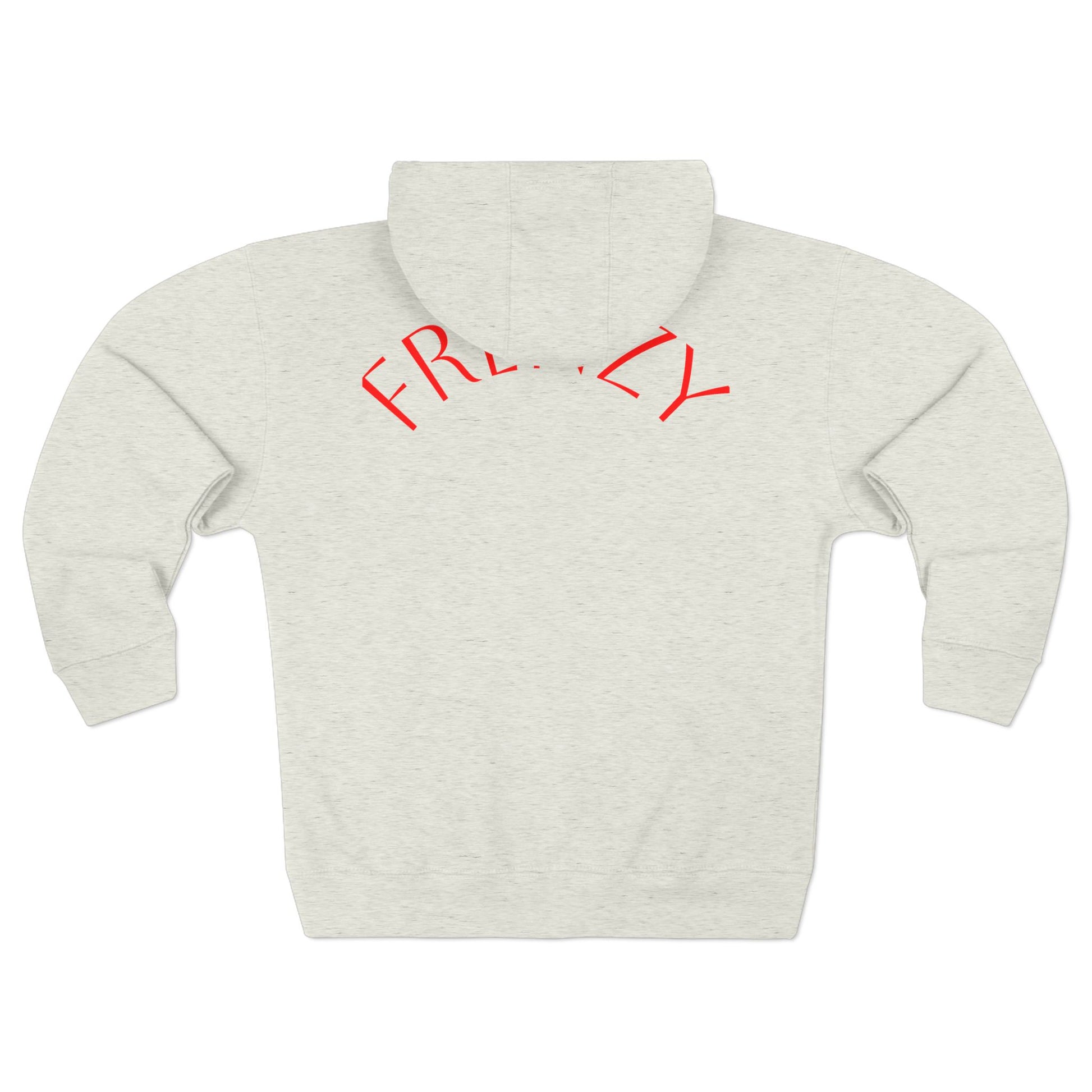 Frenzy - Unisex Zip Hoodie with Red Logo - Fresh Style Grey Zip-Up with Red Graphics. - Fitness Frenzy