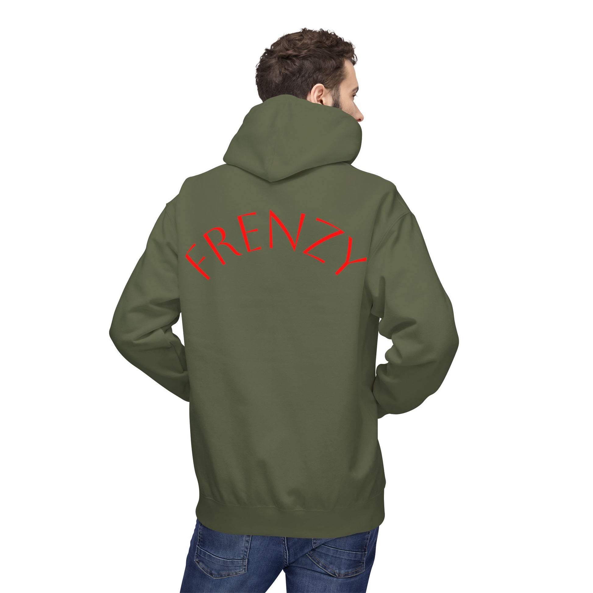 Fitness Frenzy Unisex Midweight Softstyle Hoodie with Red Logo - Trendy 'FRENZY' Design for Comfort and Style. - Fitness Frenzy