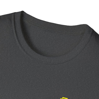 Minimalist Unisex Softstyle T-Shirt - Yellow Logo. - Fitness Frenzy