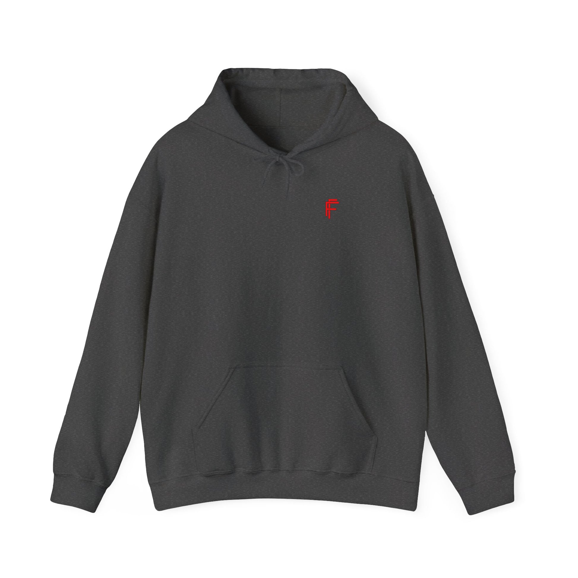 Frenzy Graphic Hoodie with Red Accent - Cosy Unisex Heavy Blend Apparel. - Fitness Frenzy
